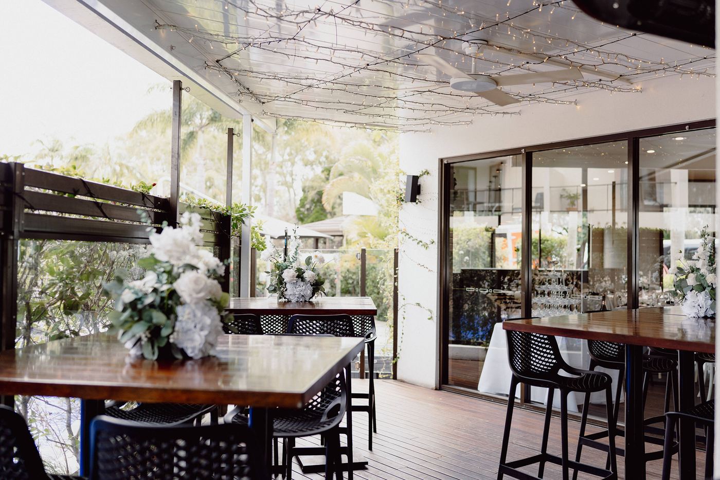 Santini's dining area set for guests